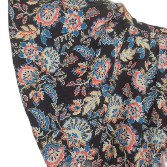 Evereve Roan and Ryan Floral Blouse Top Short Sleeve Cotton Size XS Cap Sleeve - Picture 4 of 12